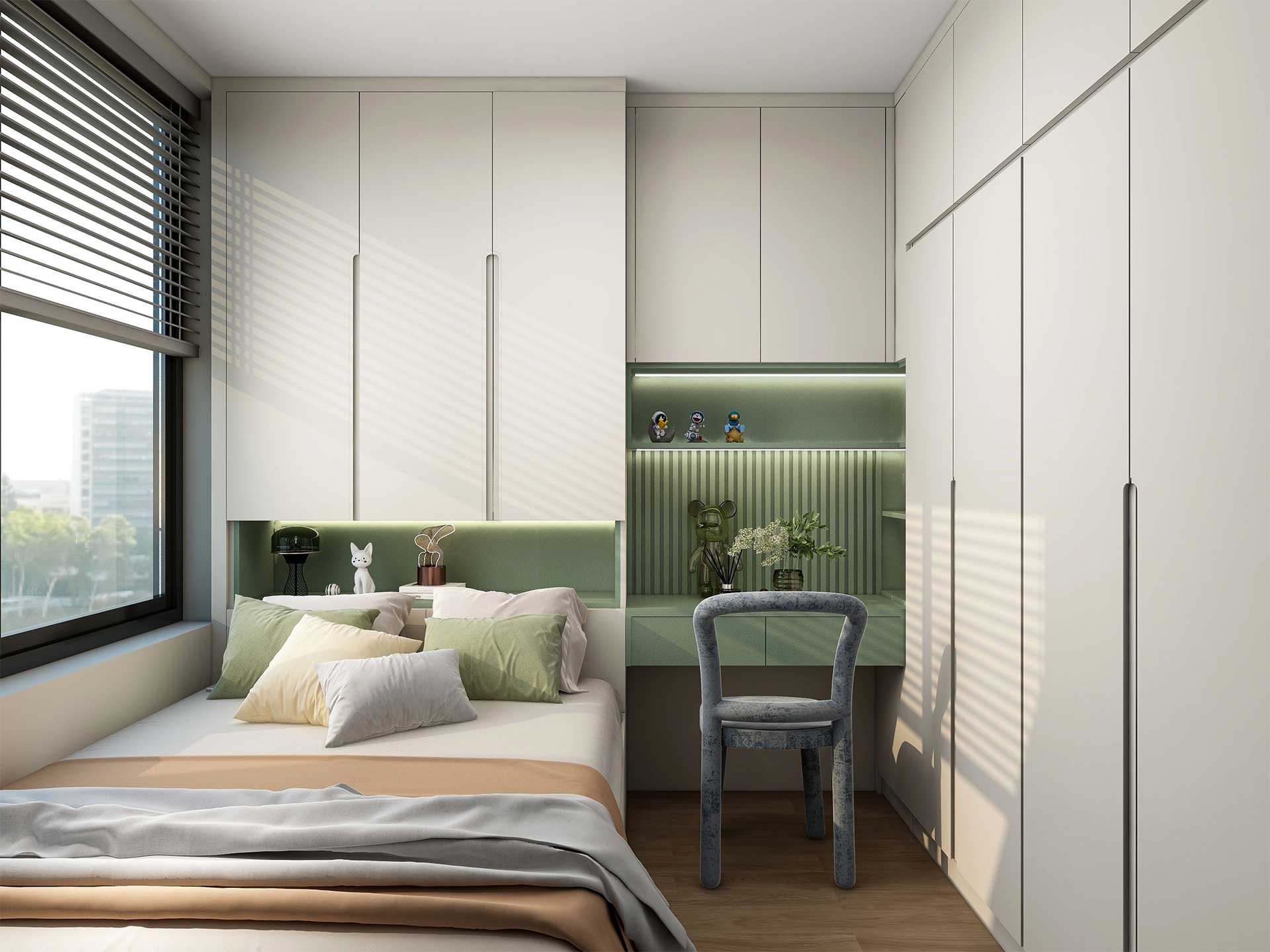 奶油風書檯組合櫃