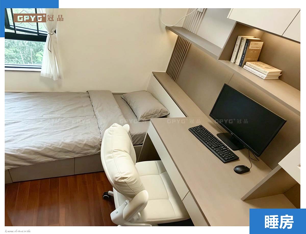 實拍西九龍 現代風床櫃書台一體化